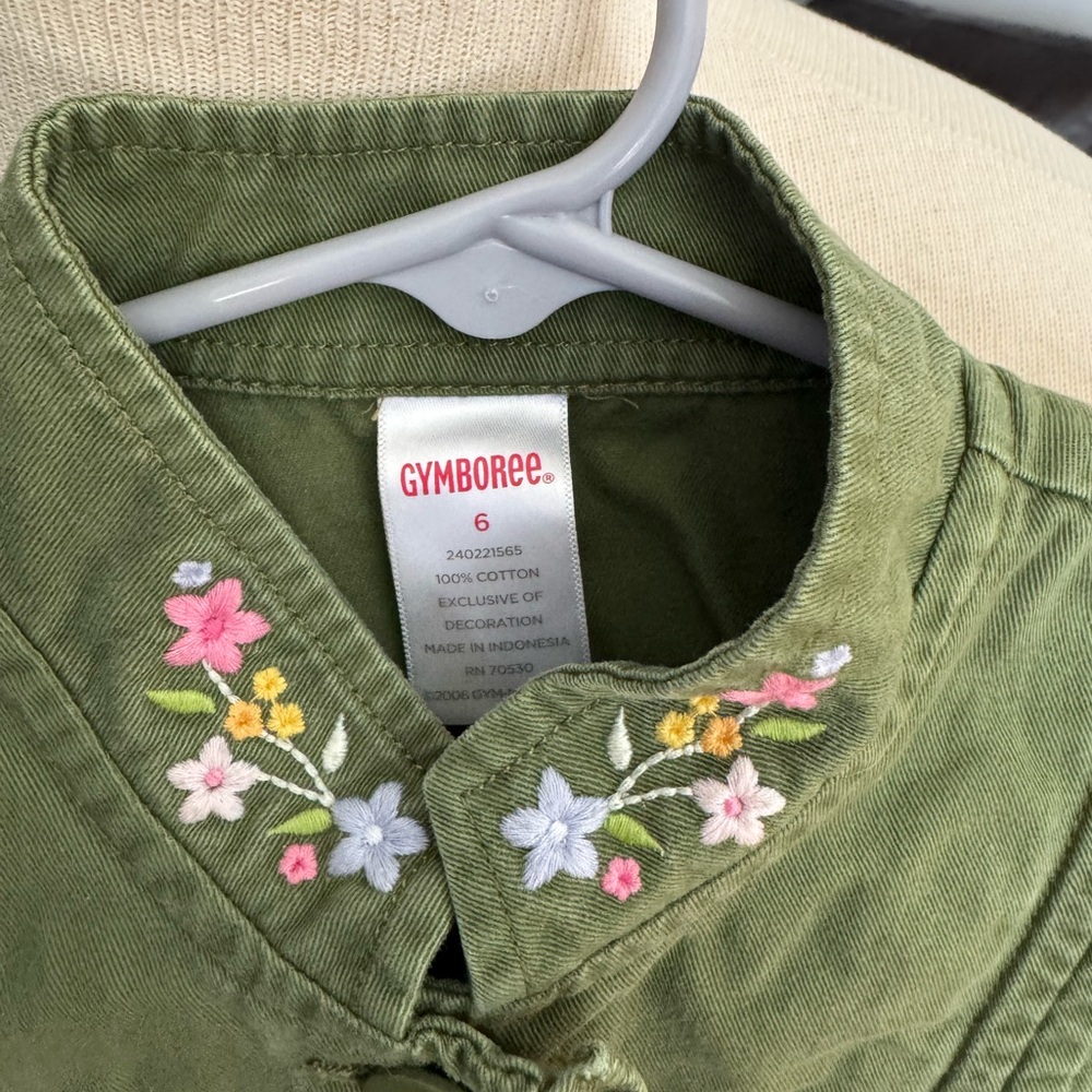 Gymboree girls green jacket embroidered